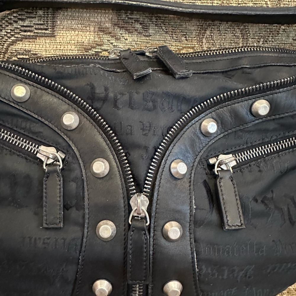 Versace Black Shoulder Bag with Silver Studs